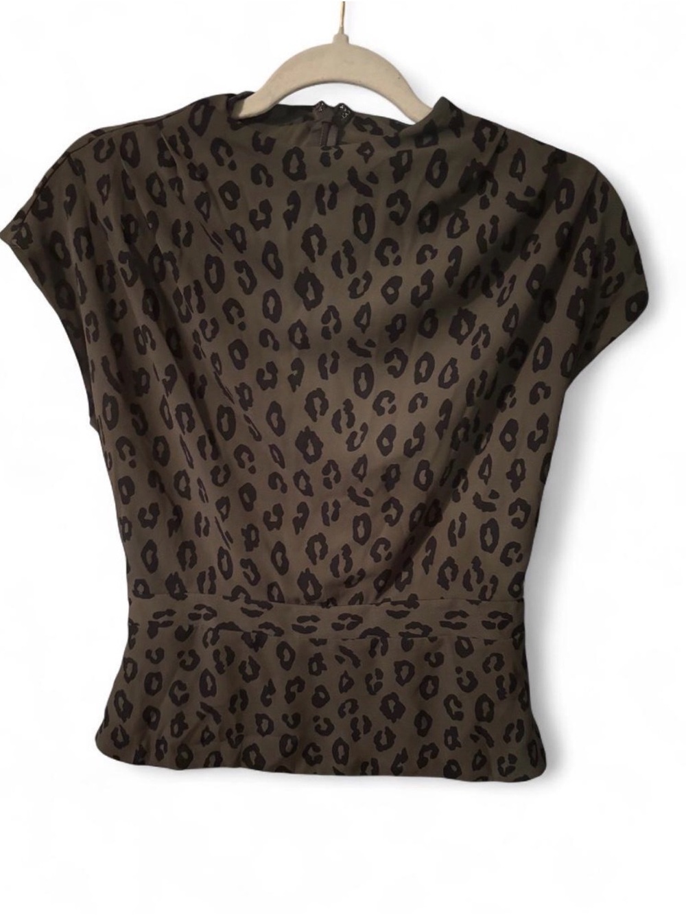 Express Army Green & Black Leopard Print Blouse